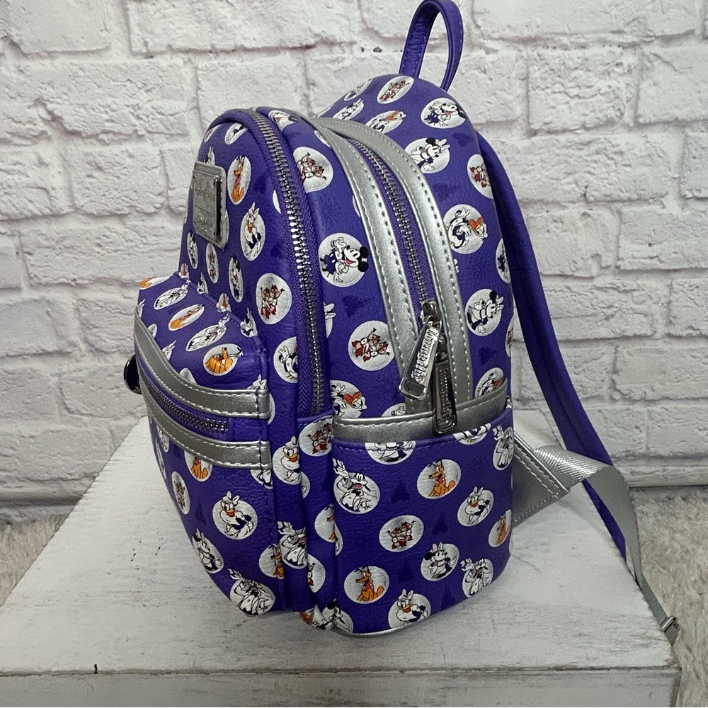 Loungefly Disney 100 Purple Mini Backpack with Character Print - Picture 8 of 16